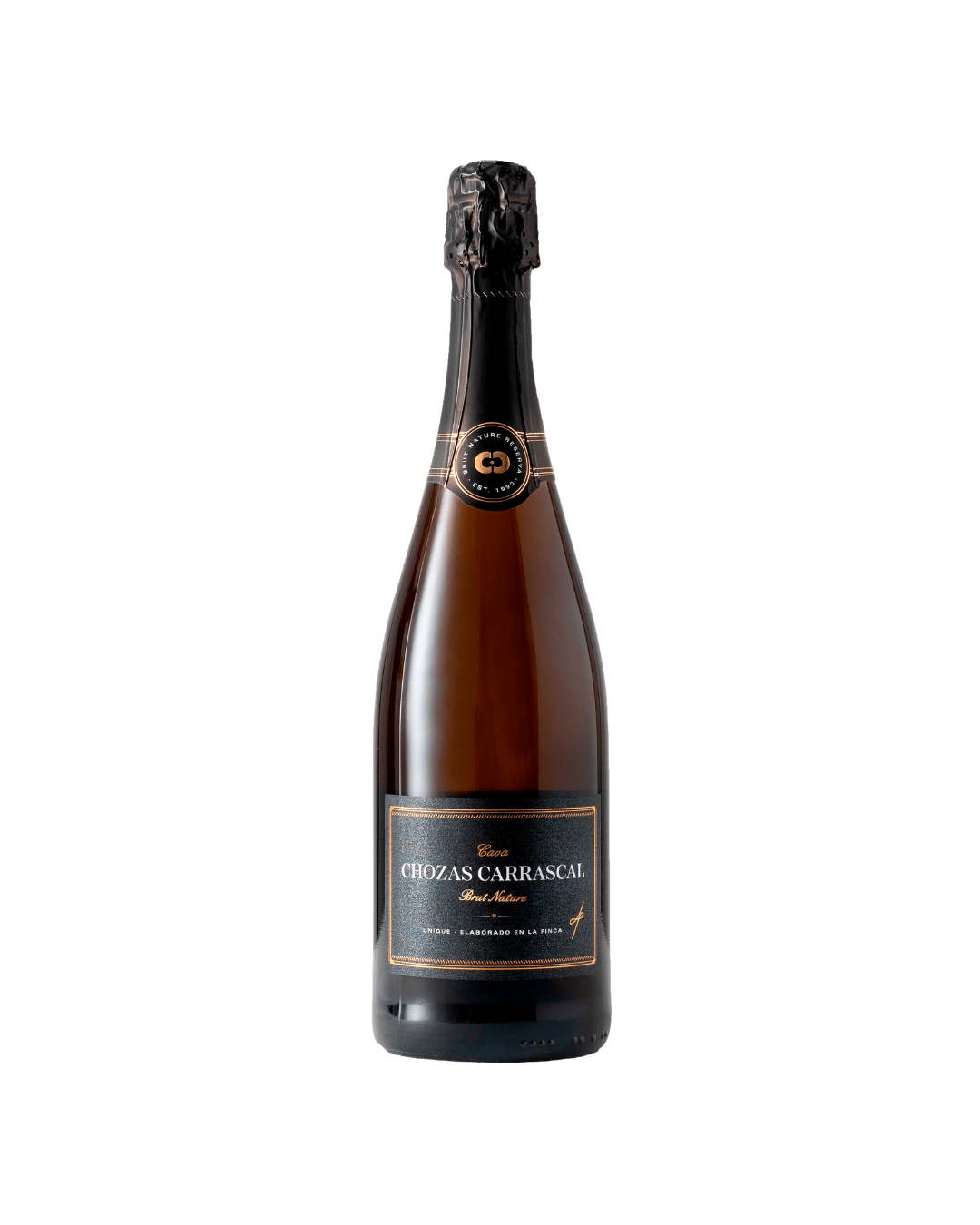 Botella de vino espumoso blanco Cava Unique 2022 de la bodega Chozas Carrascal