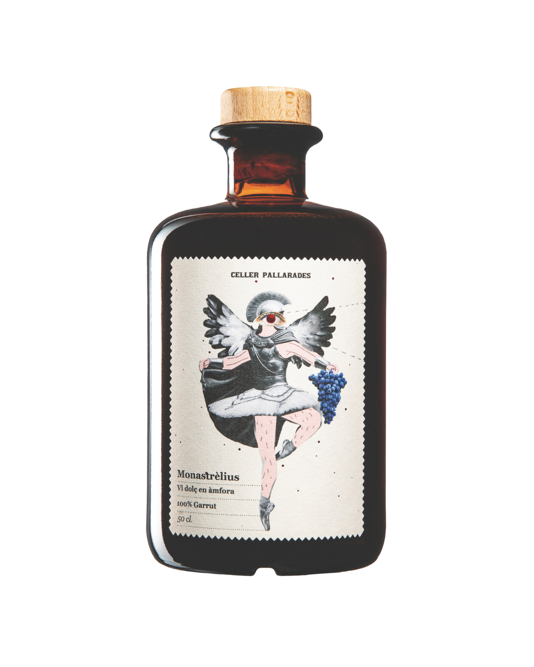 Botella de vino dulce Monastrèlius de la bodega Celler Pallarades