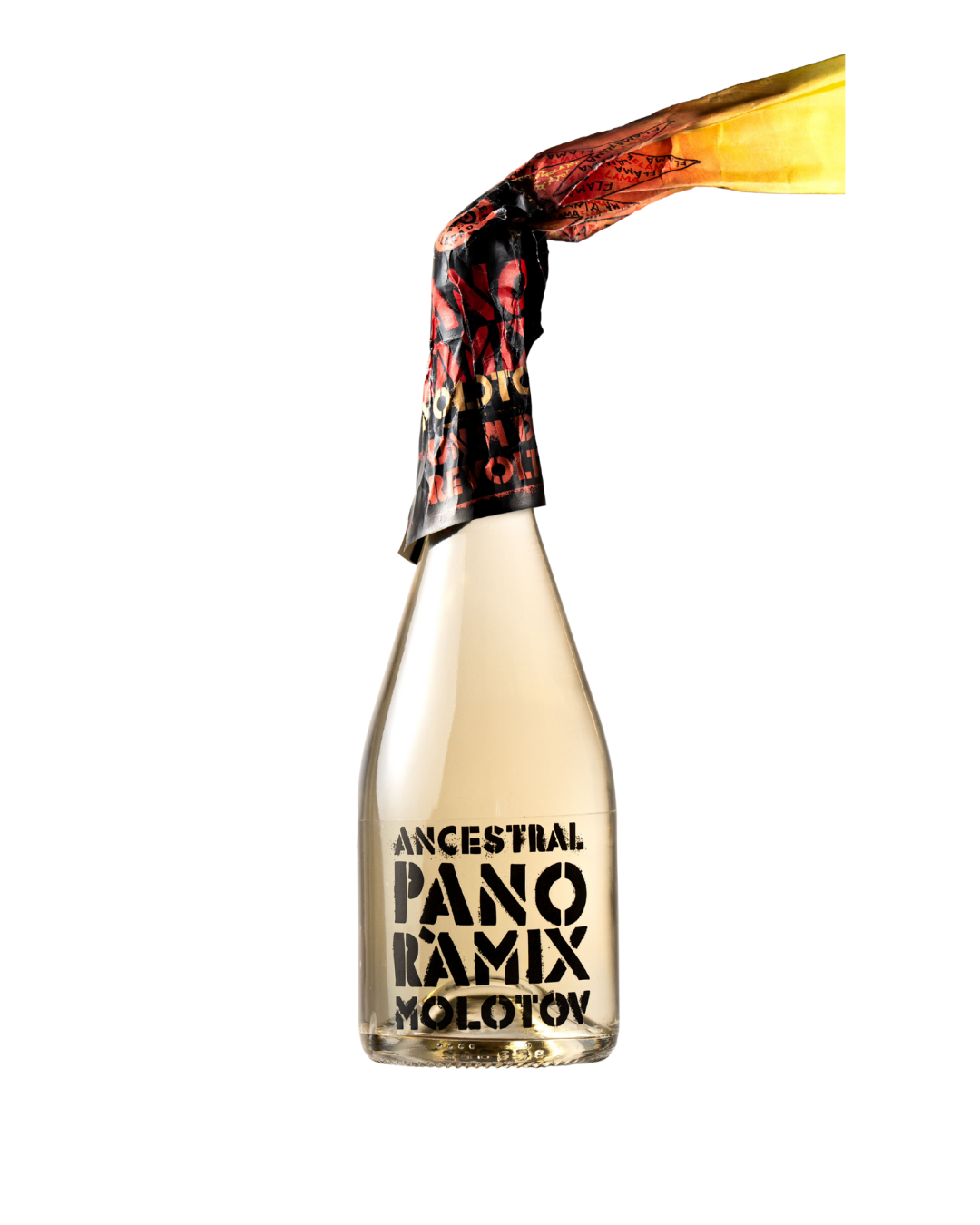 Botella de vino espumoso Panoràmix Molotov de la bodega Celler Pallarades