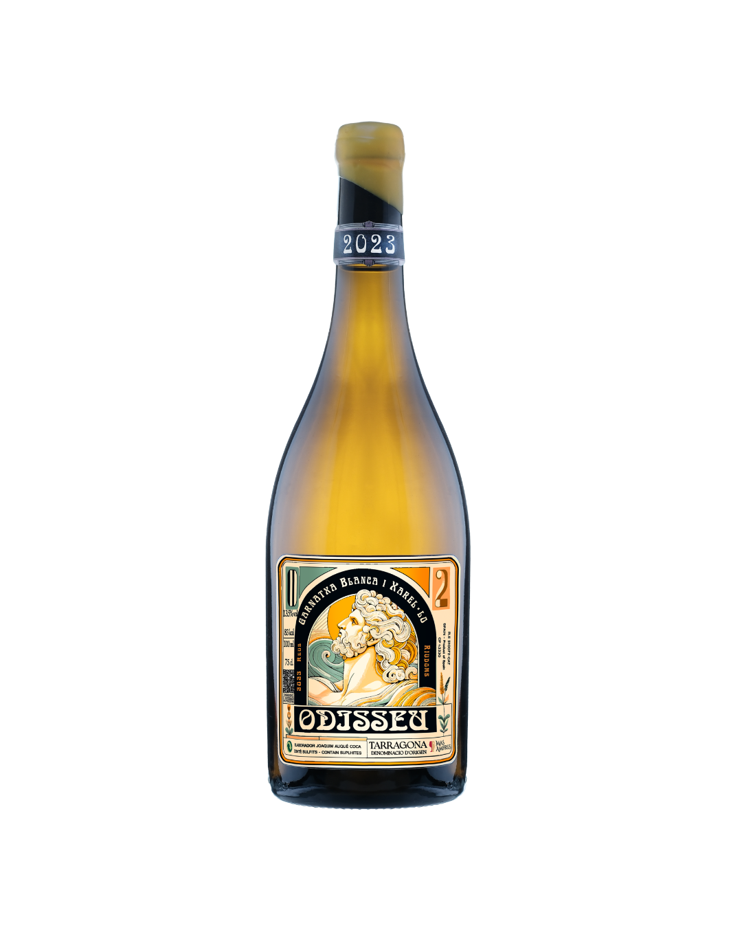 Botella de vino blanco Odisseu 2023 de la bodega Mas Amfres