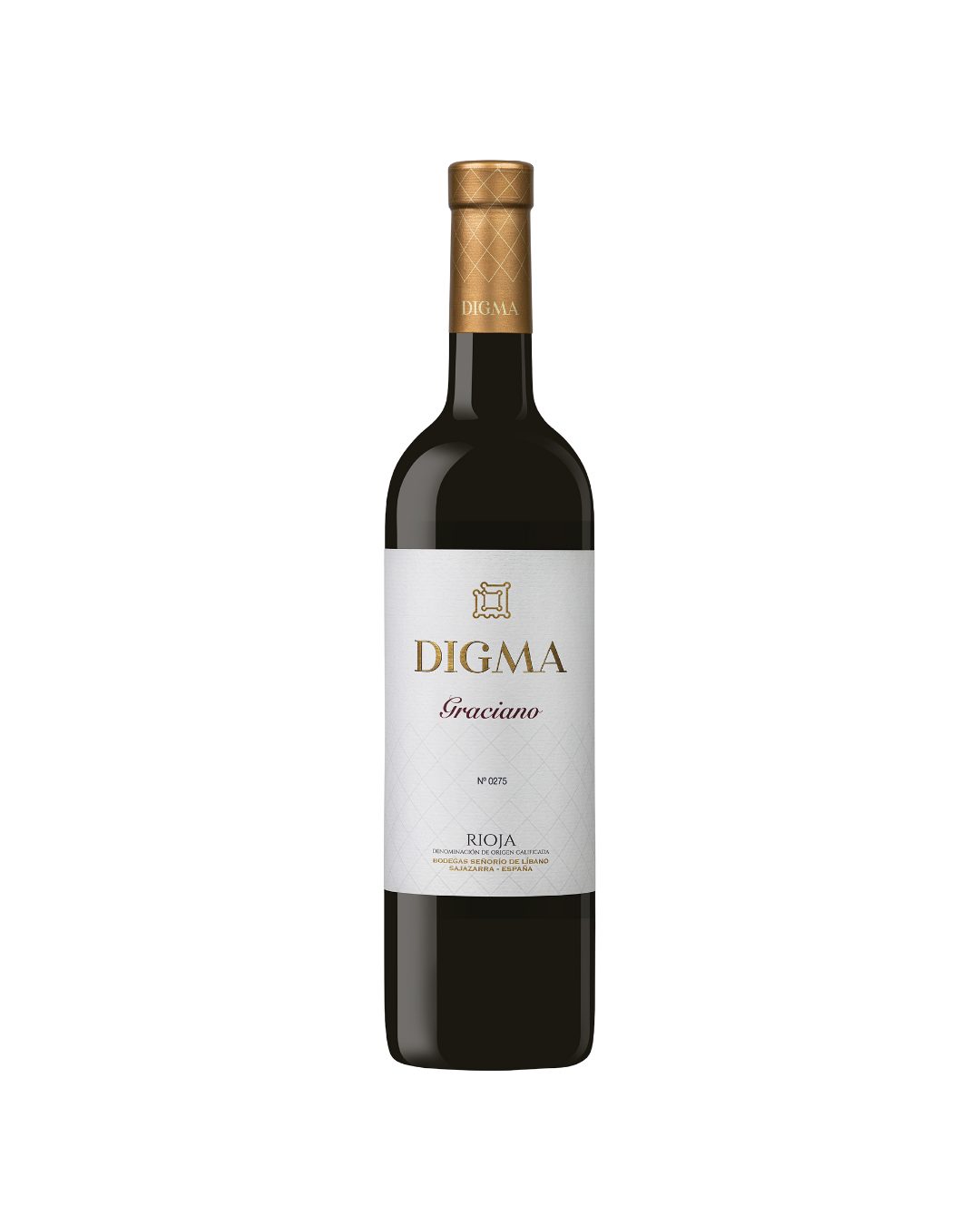Botella de vino tinto Digma Graciano 2018 de la bodega Señorío del Líbano