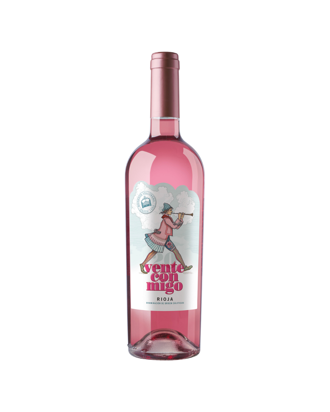 Botella de vino rosado Vente conmigo de la bodega Vallobera