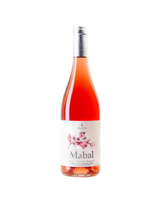 Botella de vino rosado Mabal Rosado Merlot 2024 de la bodega Balcona