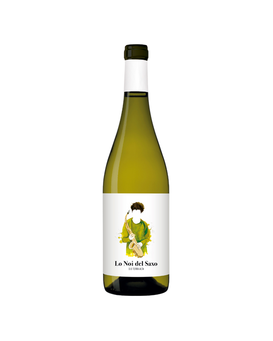 Botella de vino blanco Lo Noi del Saxo Blanc 2023 de la bodega Bielsa Ruano