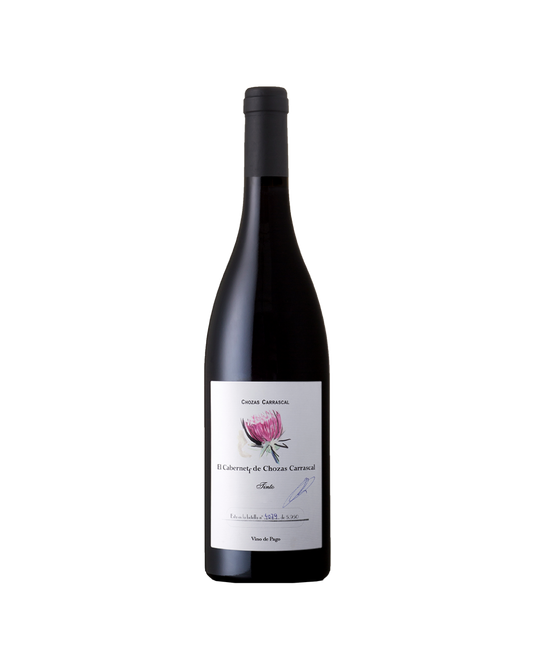 Botella de vino tinto Cabernet f 2018 de la bodega Chozas Carrascal