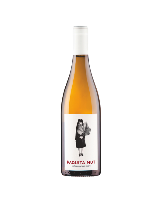 Botella de vino blanco Paquita Mut 2024 de la bodega Les Freses