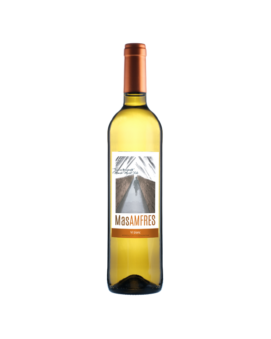 Botella de vino blanco Mas Amfres Blanc 2022 de la bodega Mas Amfres