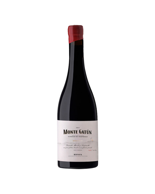 Botella de vino tinto Monte Gatún 2023 de la bodega Arizcuren