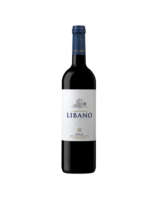 Botella de vino tinto Líbano Crianza 3 Generaciones 2021 de la bodega Señorío del Líbano