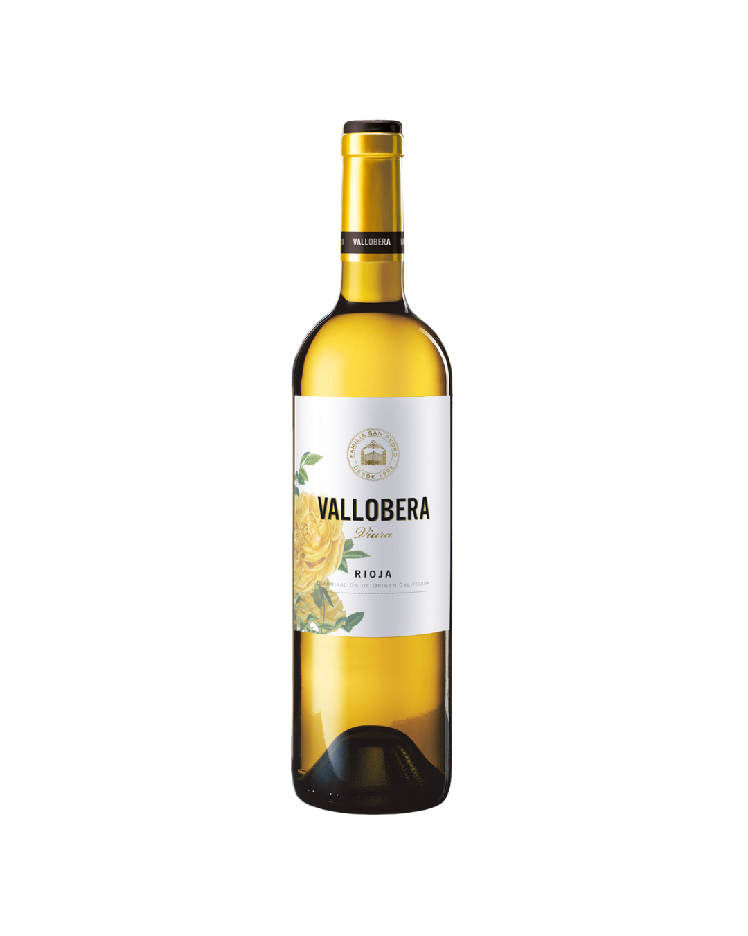 Botella de vino blanco Vallobera Blanco Joven de la bodega Vallobera