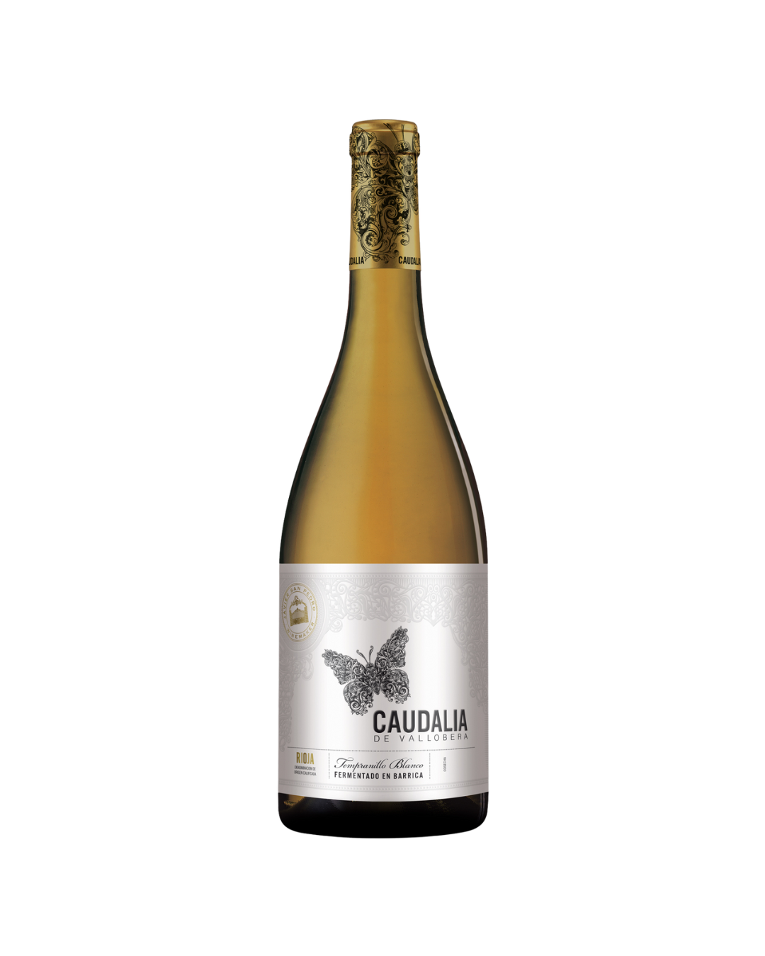Botella de vino blanco Caudalía de Vallobera de la bodega Vallobera