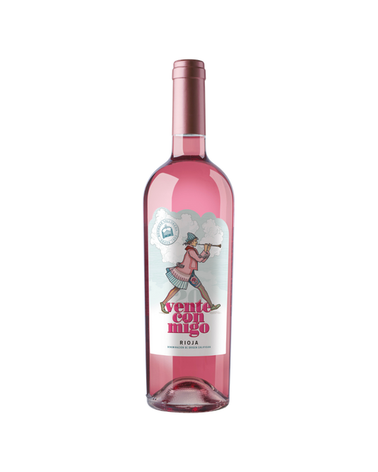 Botella de vino rosado Vente conmigo de la bodega Vallobera