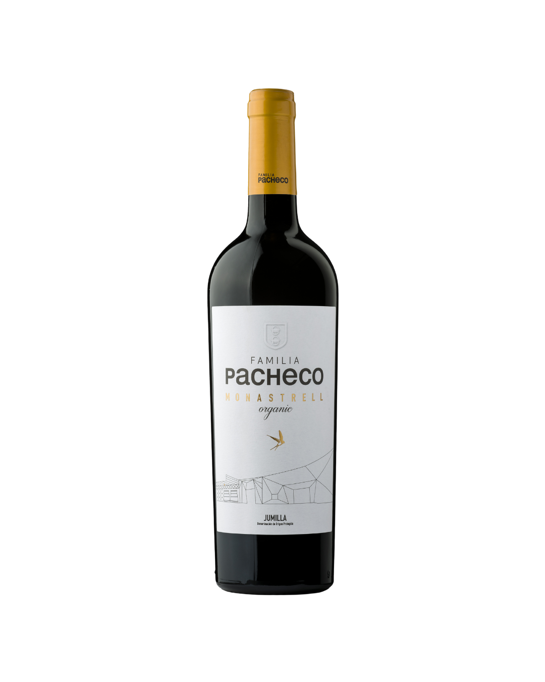 Botella de vino tinto Familia Pacheco Monastrell Organic 2023 de la bodega Viña Elena
