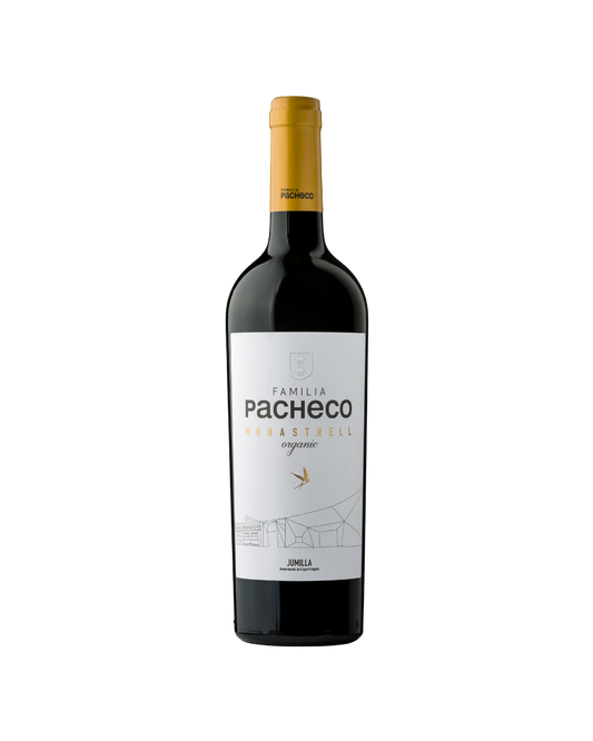 Botella de vino tinto Familia Pacheco Monastrell Organic 2023 de la bodega Viña Elena